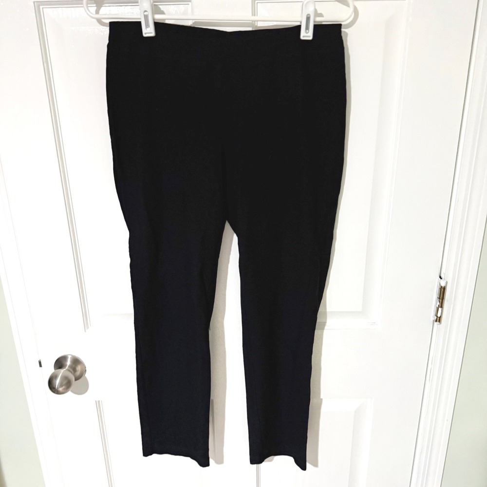Eileen Fisher Black Pull On Ankle Pants Slim Leg Trousers XS